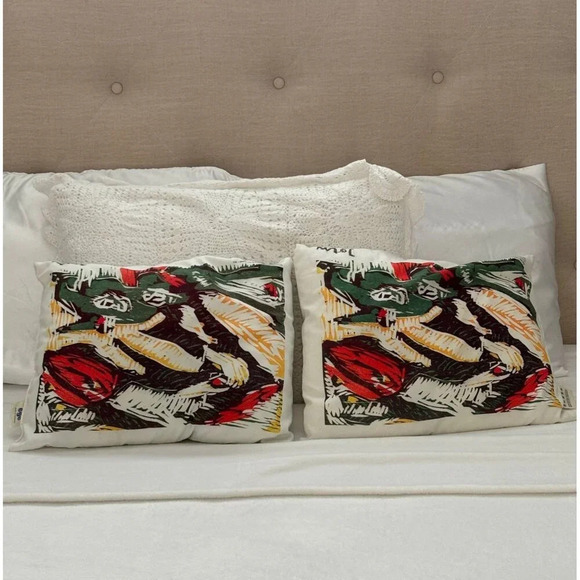 Asger Jorn Decorative Throw Pillows Artistic Abstract Multicolor Sz 18"x13" - Picture 1 of 11